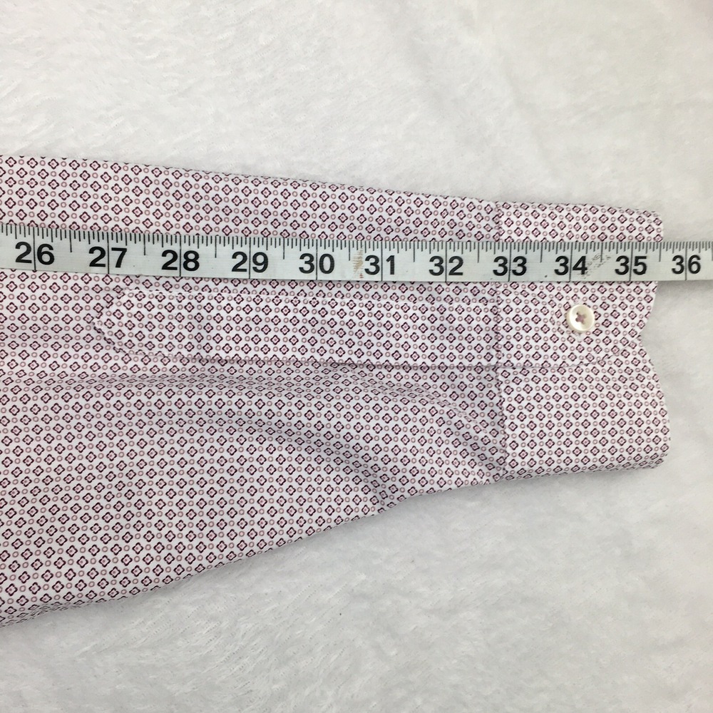 Charles Tyrwhitt Dress Shirt Mens XL Burgundy/Pink Print Slim Fit Non Iron - Picture 9 of 10